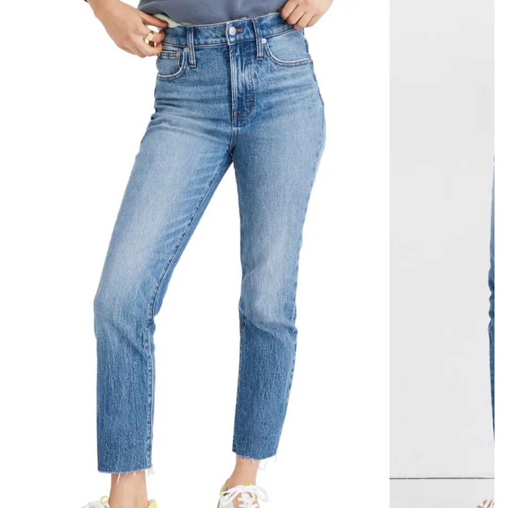 Madewell Perfect Vintage in size 32, Enmore Wash Raw Hem Straight leg mom jeans